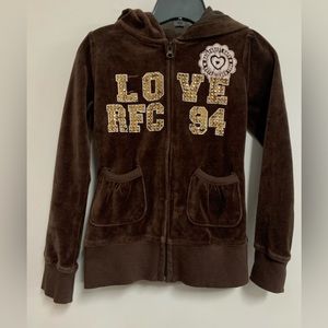 Rainforest Café Kids Velour Zip Hooded Cartigan